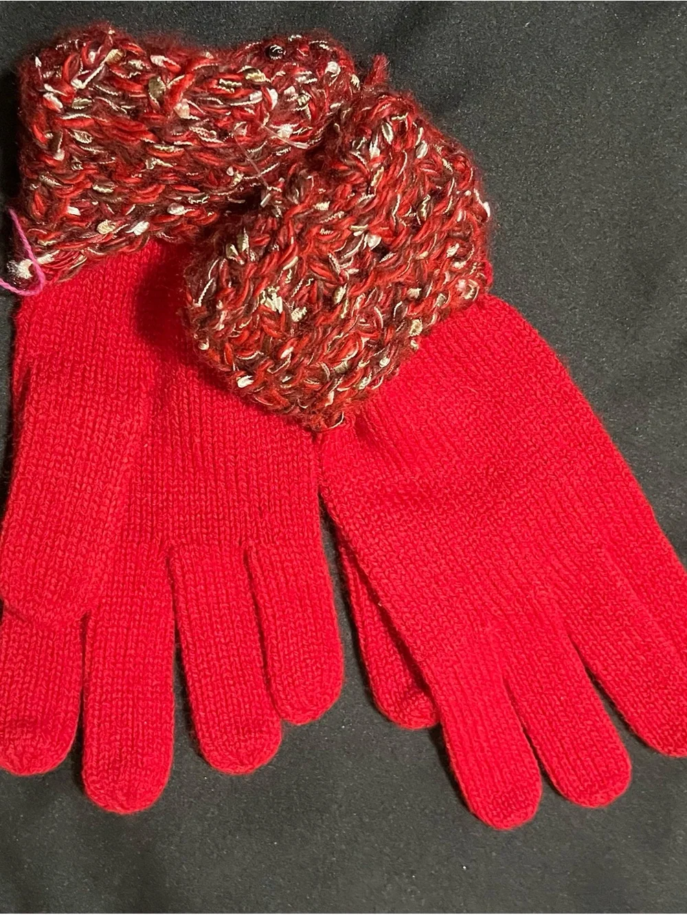 UNBRANDED Red Festive Knit Gloves